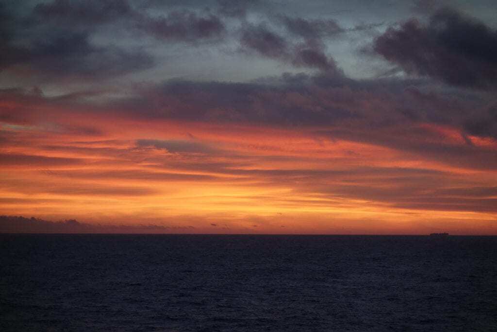 Sunsets are spectacular on the open sea