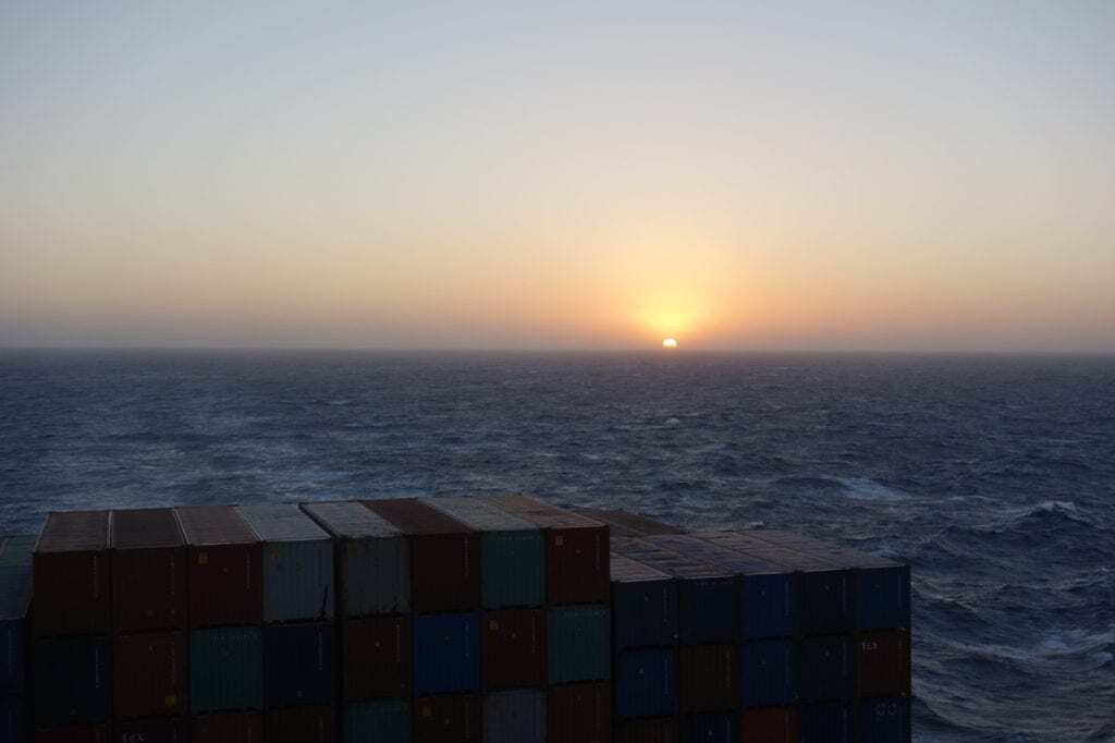 First sunset onboard after leaving Malta