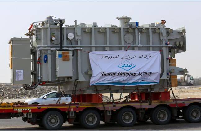 Transformers handled by Sharaf Shipping Agency for sites at Aindar and Foudah