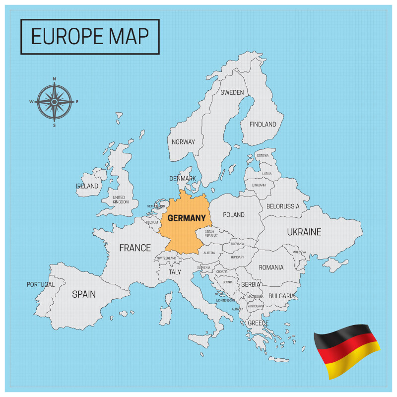 Map of Germany in Europe