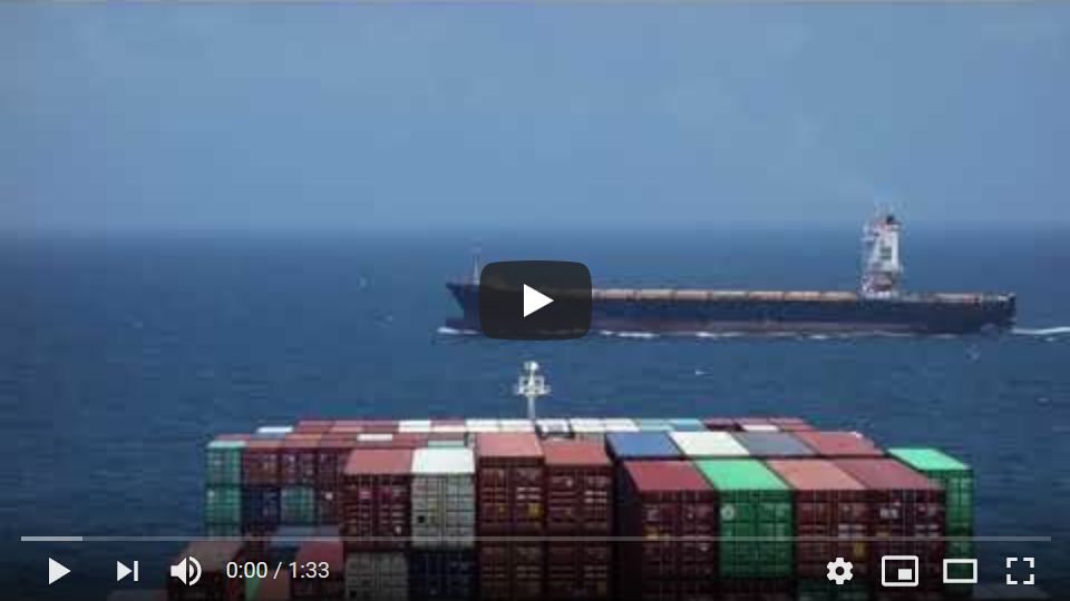  Drifting while waiting for a berth in Qingdao with an empty PIL container vessel passing close by. Footage from CMA CGM Andromeda. 