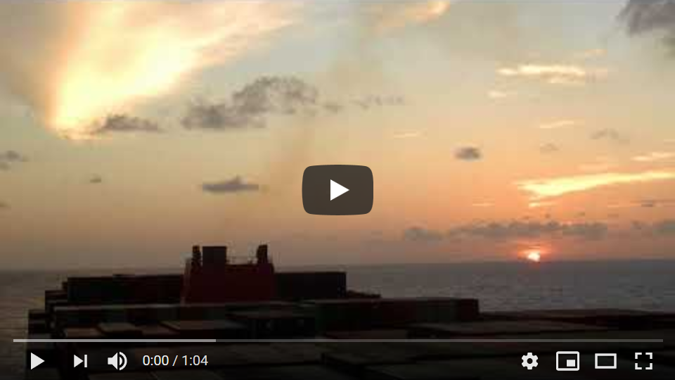 Sunset from a 13,000 TEU container vessel in the Indian Ocean.