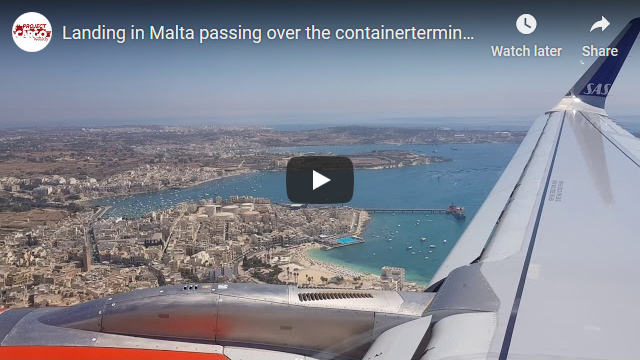 Landing in Malta Passing over the Container Terminal at Marsaxxlokk, a Known CMA CGM Hub in the Mediterranean