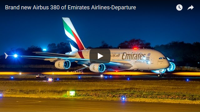 Brand new Airbus 380 of Emirates Airlines-Departure