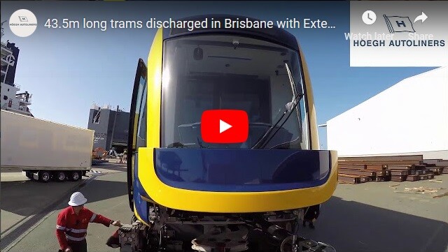 43.5m long trams discharged in Brisbane with Extended rolltrailer concept