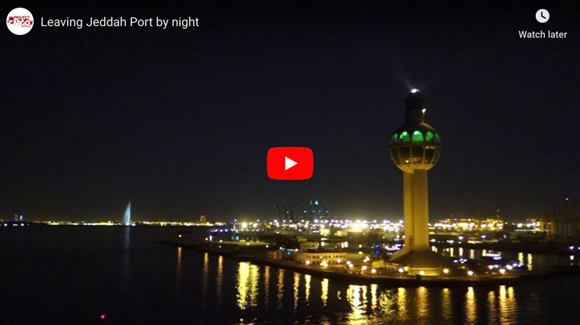 Leaving Jeddah Port by Night