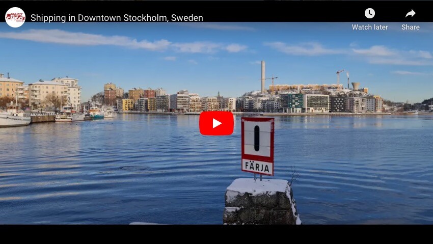 Shipping in Downtown Stockholm, Sweden Video