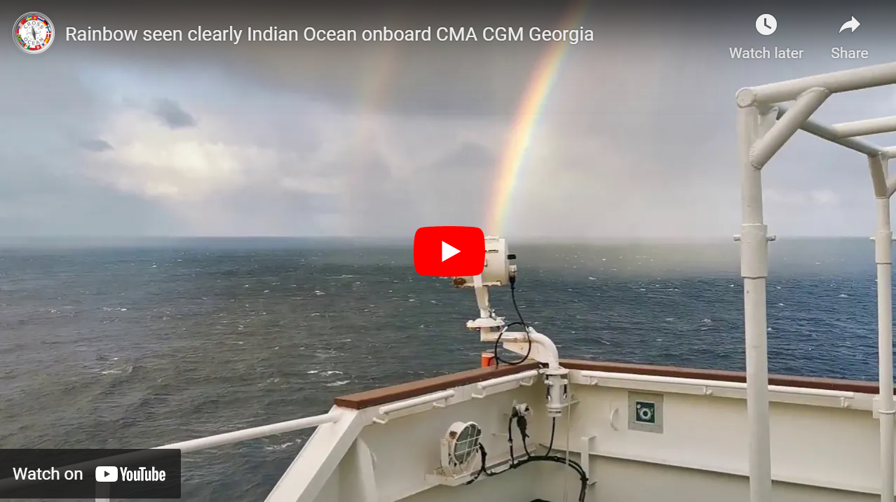 A Clear Shot of a Rainbow in the Indian Ocean Onboard CMA CGM Georgia