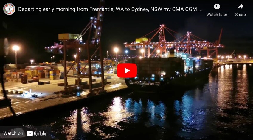 Departing early morning from Fremantle, WA to Sydney, NSW mv CMA CGM Georgia