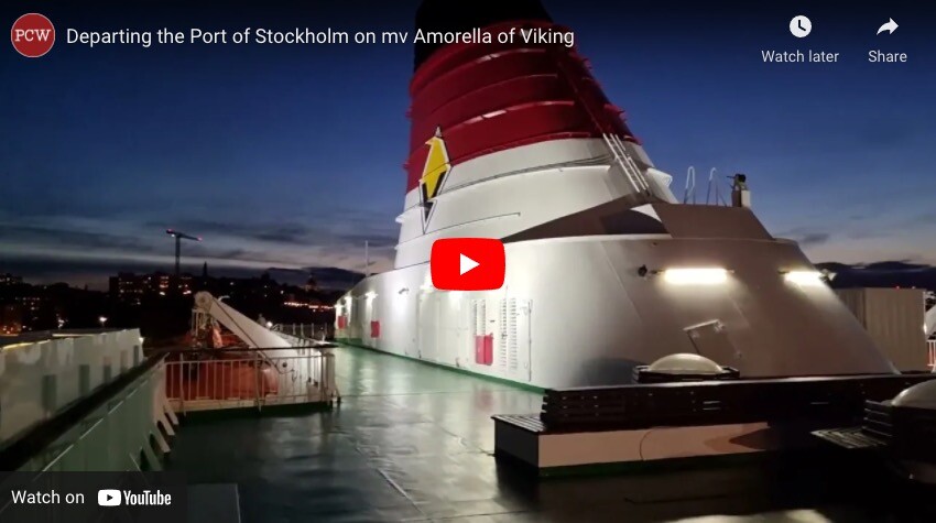 Departing the Port of Stockholm on mv Amorella of Viking Line