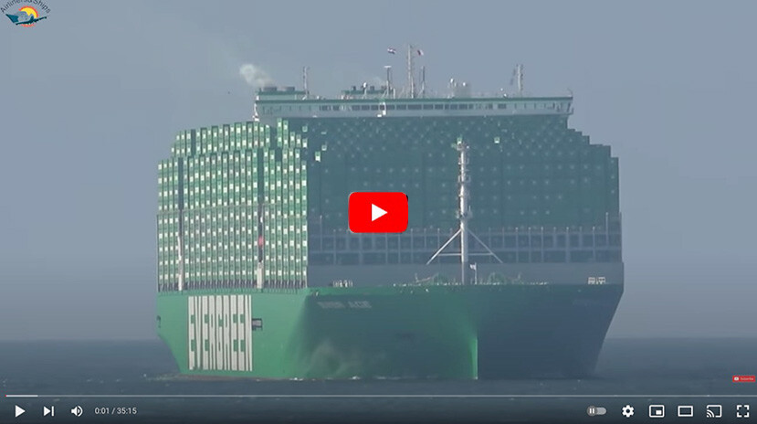 Video: Biggest Container Ship Ever Ace Maiden Call at Rotterdam Port
