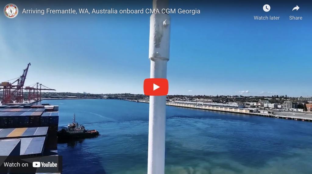 Arriving Fremantle, WA, Australia onboard CMA CGM Georgia