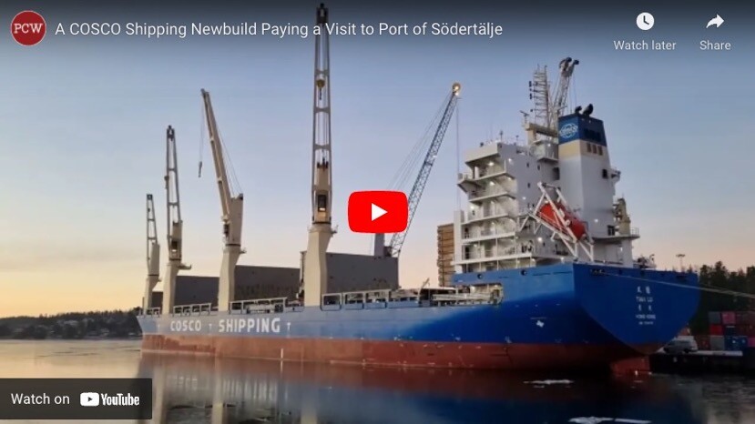 A COSCO Shipping Newbuild Paying a Visit to Port of Södertälje
