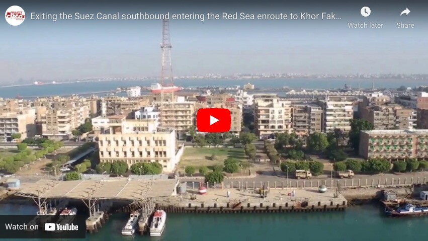 Video - Exiting the Suez Canal southbound entering the Red Sea enroute to Khor Fakkan