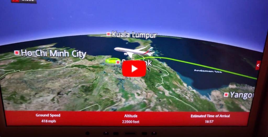 Interactive Map Onboard Emirates Flight - Dubai to Bangkok