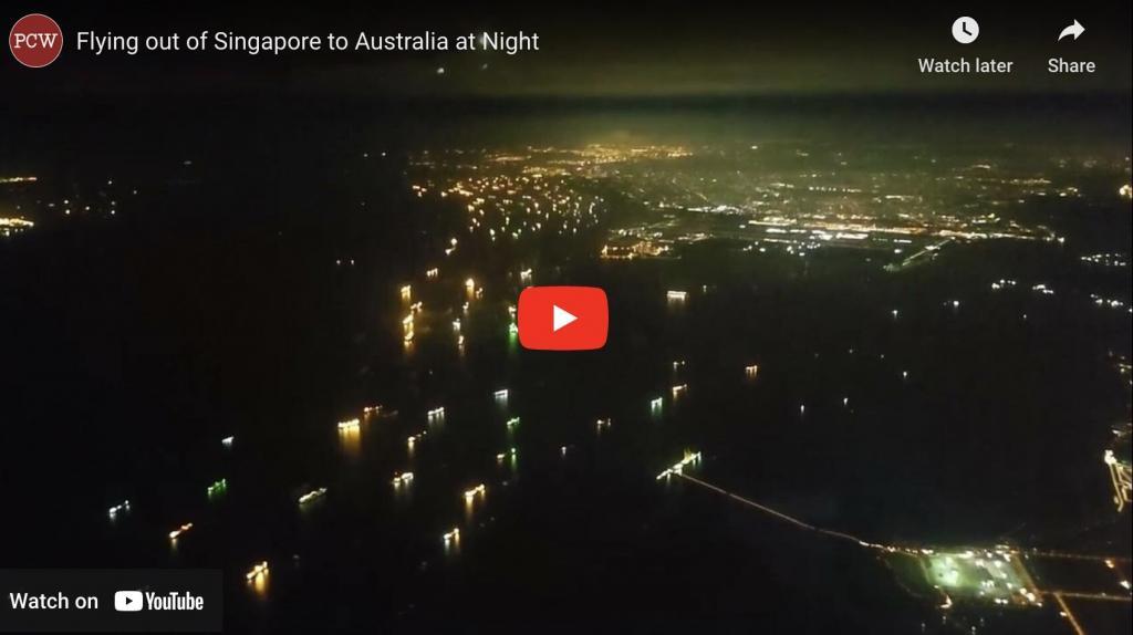 Flying out of Singapore to Australia at Night Video